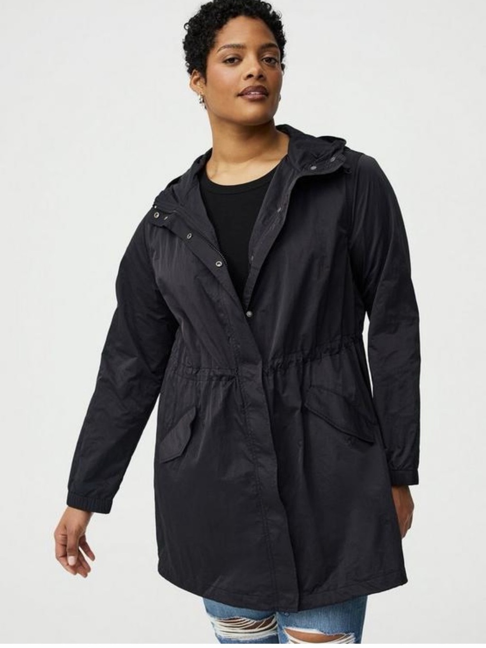 Lightweight Hooded longline rain Jacket